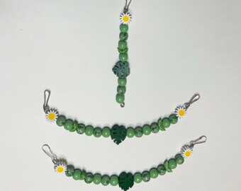 Garden Party Decorative Toy Set – Daisy & Monstera Rat Cage Décor, Botanical Hanging Accessories, Cute Small Pet Garland