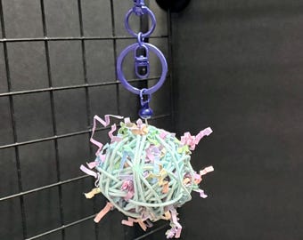 Pastel Shredding Forage Ball – Rattan Foraging Toy for Rats, Shreddy Enrichment Ball, Pastel Treat Toy