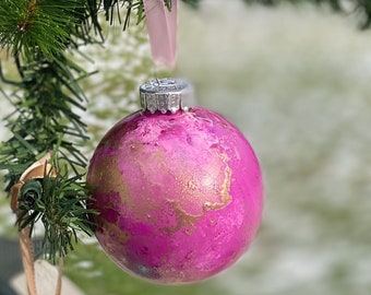 Christmas Tree Ornament- Alcohol Ink Holiday Bauble - Shatterproof Plastic - Handmade - Hand-painted Fluid Art - Unique Gift Idea - Seasonal