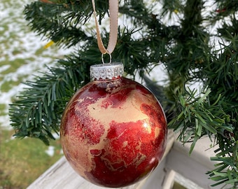 Holiday Ornament - Alcohol Ink Christmas Bauble - Shatterproof - Handmade - Hand-painted Fluid Art - Unique Gift Idea - Seasonal - Plastic