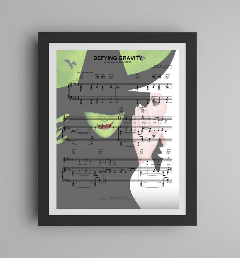Wicked Musical Art Print Defying Gravity Sheet Music Poster - Etsy