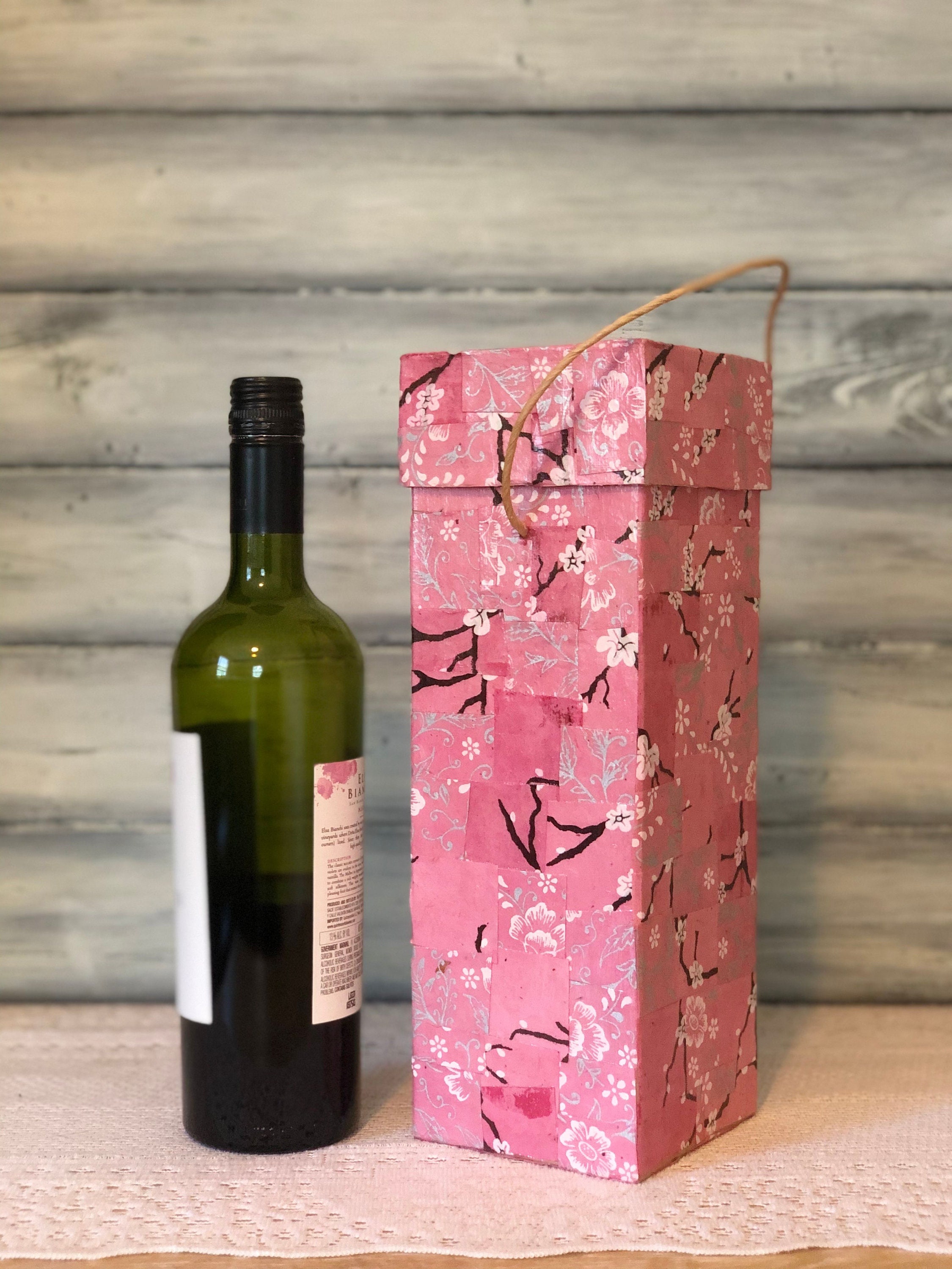 Decorative Wine Gift Box Decoupage Pink Cherry Blossom Paper Etsy UK