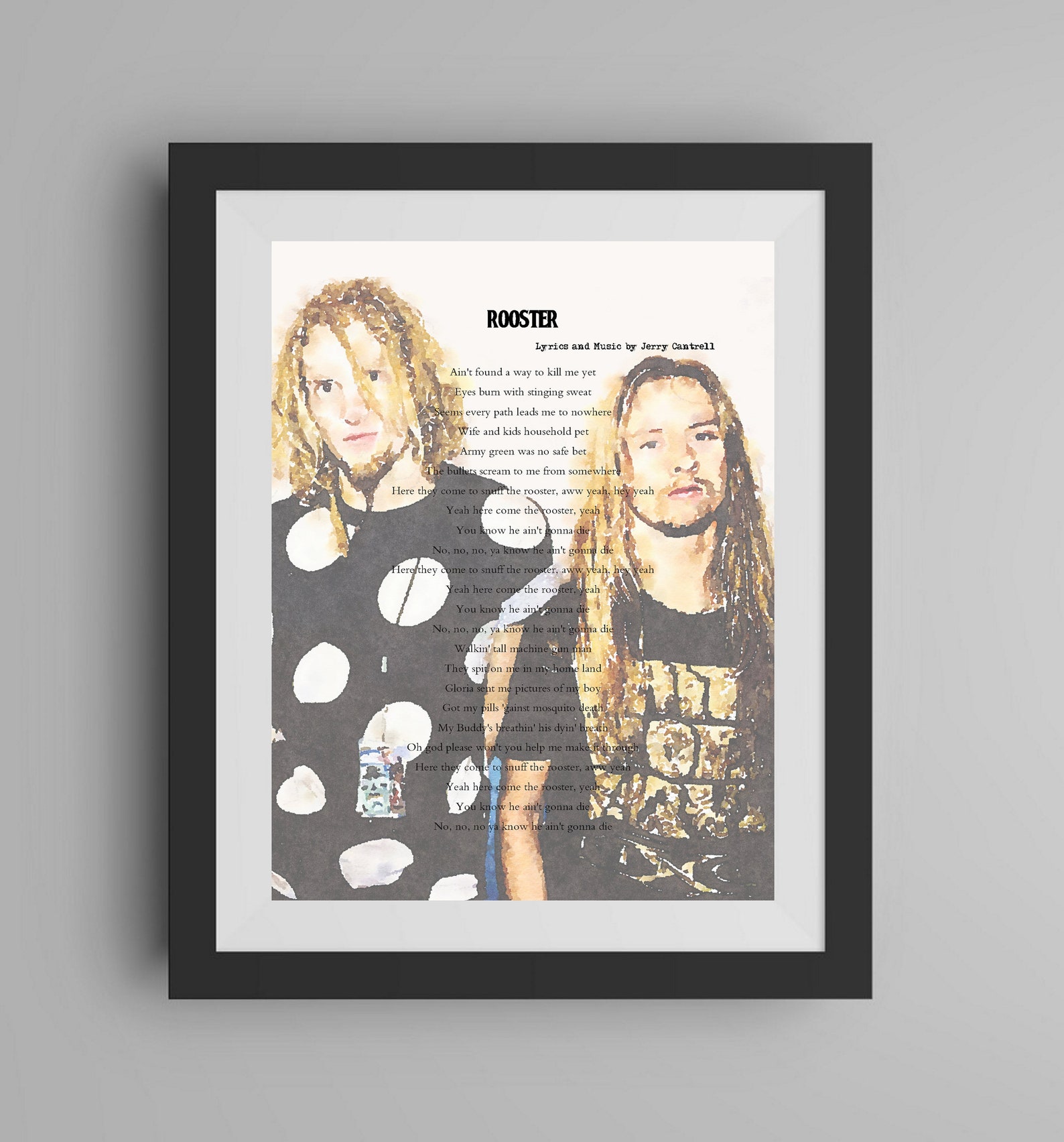 Alice in Chains Poster Rooster Song Lyrics Original Etsy
