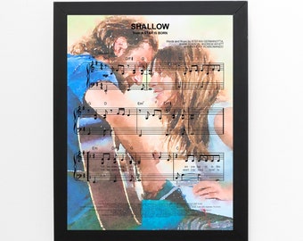 A Star is Born Watercolor Painting, Lady Gaga Movie Poster, Frameable Musical Print, Shallow Sheet Music, Bradley Cooper, Unique Gift Idea