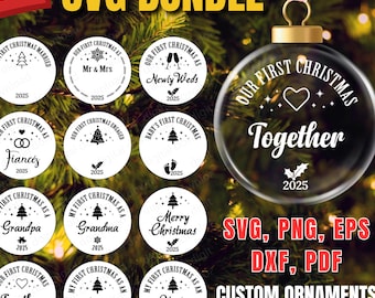 First Christmas Ornament SVG Bundle, Our First Christmas SVG, Christmas Glowforge, Christmas Decorations, Baby's First Christmas