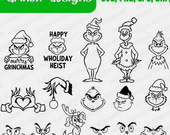 Grinch SVG Bundle, Grinch png Bundle, Grinch Christmas Svg, Grinch Face svg, Grinch svg, Grinch silhouette, Christmas Grinch face