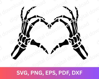 Skeleton Heart Hands SVG, Cut files for Cricut, Digital download, heart hands, Skeleton svg, instant download