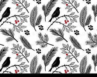 Seamless Christmas foliage pattern svg, wrapping paper, Wall paper, Christmas silhouette seamless pattern svg, png, download, Cut files