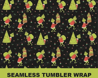 Grinch Tumbler wrap png, 20 oz Skinny Tumbler Wrap black, 20oz Tumbler Png Sublimation Design, Digital Download, Grinch Christmas, black