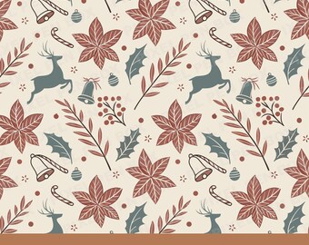 Christmas vintage print svg, Wrapping paper, Gift wrap, Christmas seamless pattern svg, png, Instant download, Cut files, retro watercolor