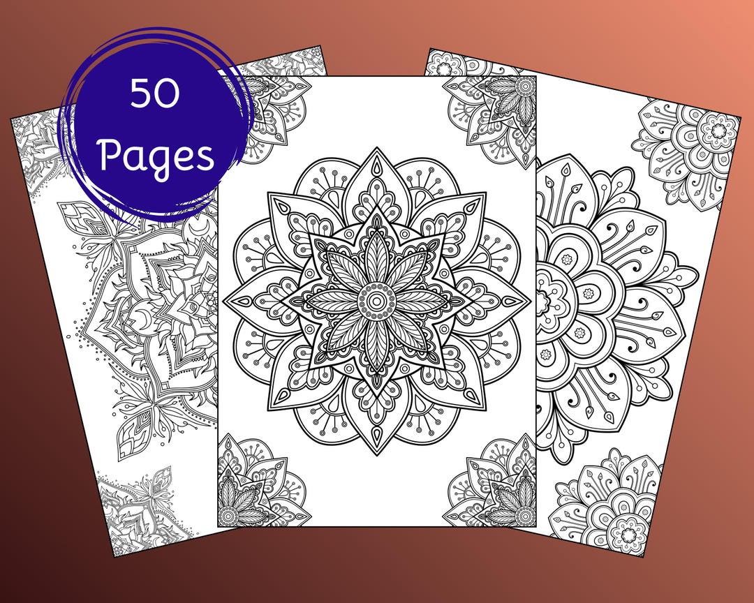 50 Printable Mandala Coloring Pages for Adults |relaxing Adult Coloring ...
