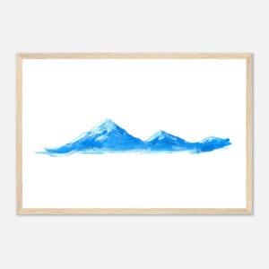 Mountain Study in Blue Semi-Glossy Paper Wooden Framed Poster by YellowBrickStudio