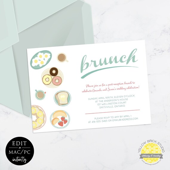 Printable Brunch Invitation Template Instant Download Wedding | Etsy