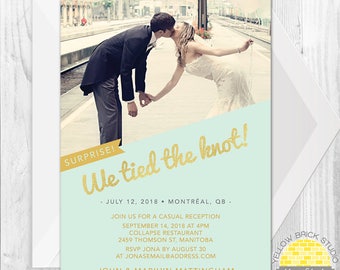 surprise elopement reception invitation glitter - diy printable file by YellowBrickStudio