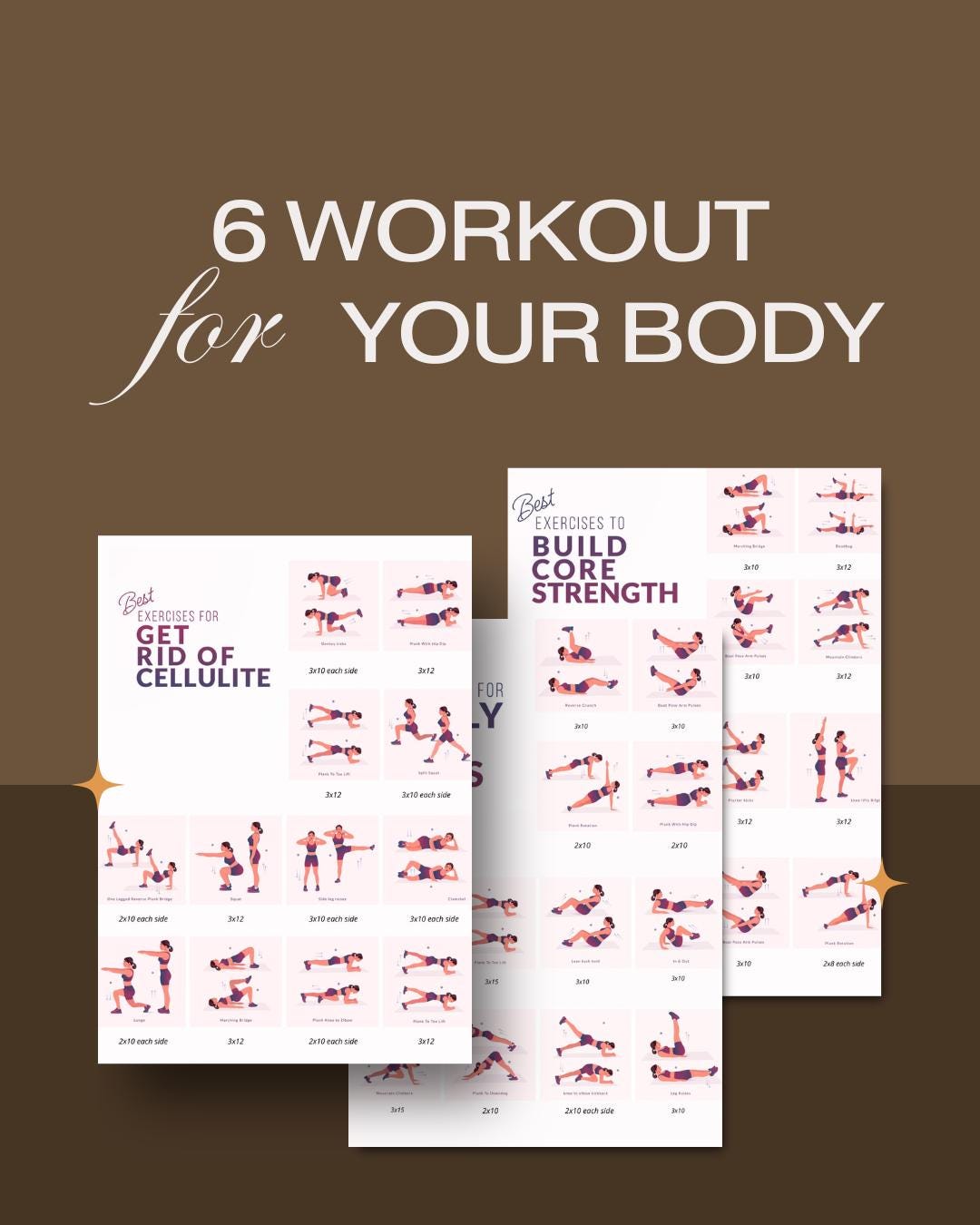 Exercise Plan Chart.pdf Women Workout Printable Bundle | 6 Workout Plans PDF | Home Workout Set ...