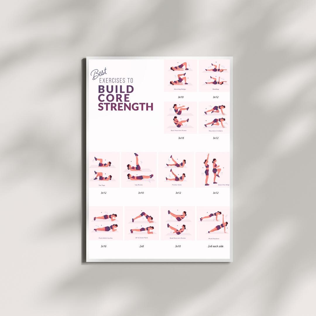 Core Strength Workout Printable | Core Workout Plan PDF | Ab Exercises ...