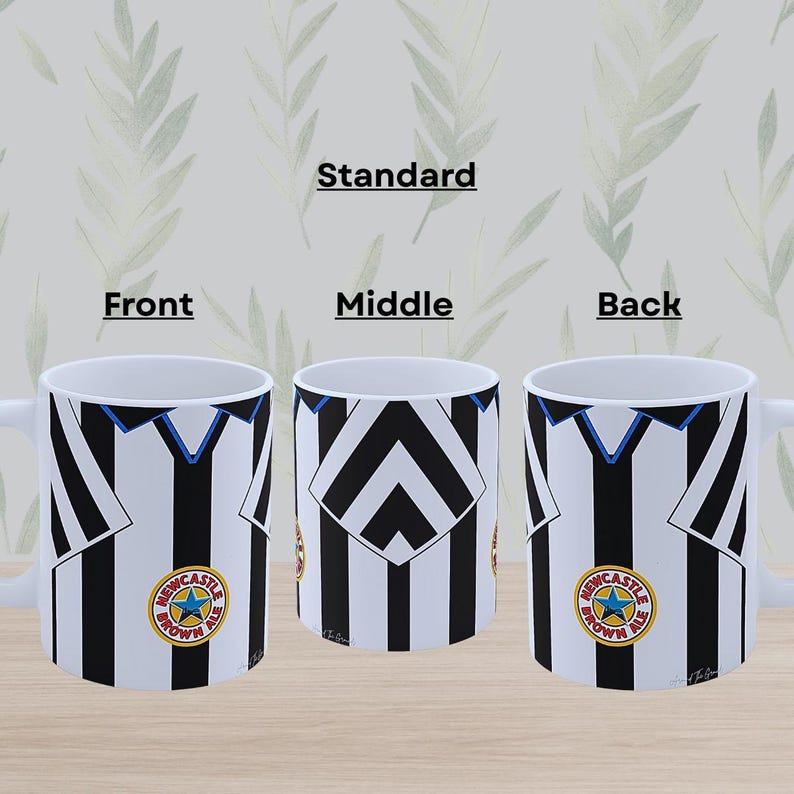 Custom Newcastle United Mug, Personalised 1999-2000 Kit Ceramic Cup, NUFC Retro Football Shirt Gift, Classic Newcastle Brown Ale Sponsor image 2