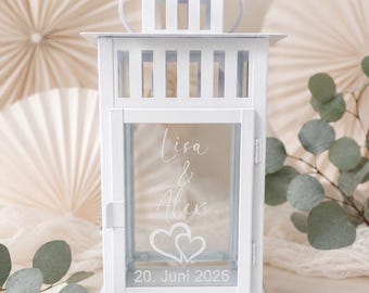 Geschenk zur Hochzeit/Metall Laterne personalisiert/Erinnerungslicht