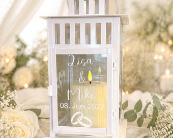 Geschenk zur Hochzeit/Metall Laterne personalisiert/Erinnerungslicht