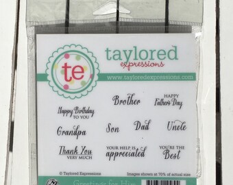 Taylored Expressions Greetings For Him (set of 10) for card making, scrapbooking, stamping, art journaling, planning, mini albums, embossing