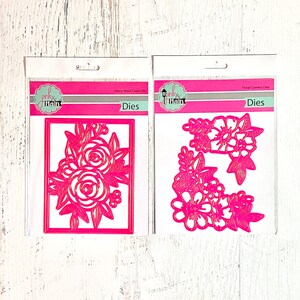 Pink & Main Fancy Floral Cover (4,25 x 5,5") of Floral Corners stanssets, papier knutselen, kaarten maken, scrapbooking, mixed media, bloemen, blad