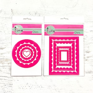 Pink & Main Reverse Scallop Frames Die Sets, 4 dies/pkg, Circles or Rectangles, paper crafting, card making, scrapbooking, mixed media