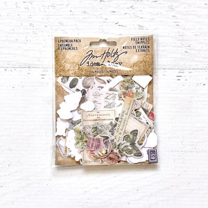 Tim Holtz, Idea-ology, Ephemera Pack Field Notes Snippets, styl vintage, kolaż, album ze zdjęciami, rzemiosło papiernicze, tworzenie kartek, dziennik, sztuka zmieniona