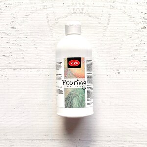 Viva Decor Pouring Medium, transparente, transparente 500 ml, alta viscosidad, mejora las propiedades de flujo, arte en lienzo, decoración del hogar, brillante, resistente al agua