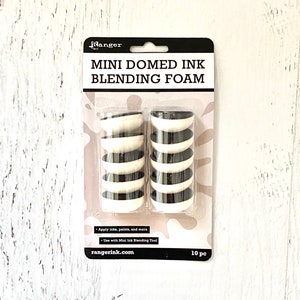 May include: Package of 10 black and white mini domed ink blending foam pads.  Apply inks, paints, and more. Use with Mini Ink Blending Tool. rangerink.com