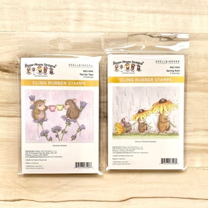 Sellos adhesivos Spellbinders House Mouse, Spring Rain o Tea for Two, para cualquier ocasión, para hacer tarjetas, para hacer álbumes de recortes, para manualidades con papel, técnicas mixtas