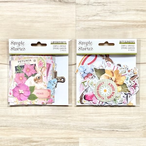 Simple Stories Simple Vintage Spring Garden Bits & Pieces (47 Stück) oder Layered Bits (13 Stück), Planer, Kartenherstellung, Papierbasteln, Journal