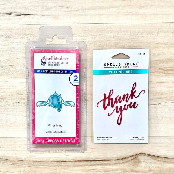 Spellbinders Mirror Mirror or Scripted Thank You Die Set, scrapbooking, card making, paper crafting, mixed media, art journaling, sentiments