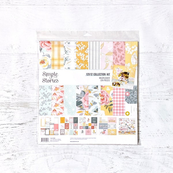 Simple Stories Wildflower Collection Kit, 12x12", Paper Crafting, Scrapbooking, Card making, Art Journaling, planners, pocket page & letter