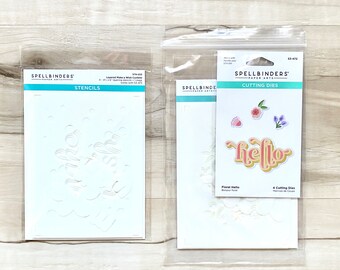 Spellbinders Make A Wish Stencil Set or Floral Hello Stencil & Die Set,  paper crafting, scrapbook, mixed media, journaling, card making
