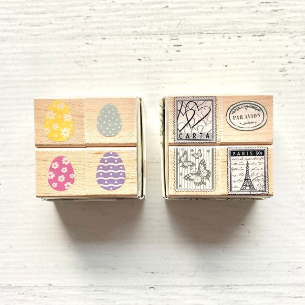 Hero Arts Fanciful Eggs & French Postage, wood/rubber stamp sets, paper crafting, card making, scrapbooking, Easter, Eiffel Tower