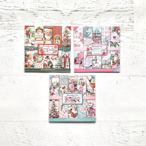 Colección de papeles de Stamperia Sweet Winter, Pink Christmas o Classic Christmas, 6 x 6", 10 páginas de doble cara, álbumes de recortes, fabricación de tarjetas, manualidades con papel