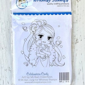 Whimsy Stamps Celebration Cindy, voorzichtig gebruikt, kaarten maken, papier knutselen, scrapbooking, mixed media, Nieuwjaar, vakantie, afstuderen, dagboek