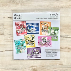 Kit de tarjetas con paleta de colores Simple Stories Simple Vintage Essentials, 8 tarjetas para hacer tú mismo, cumpleaños, hola, amor, scrapbooking, diario, manualidades con papel