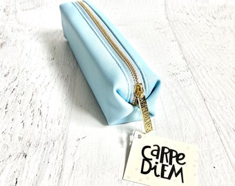 Carpe Diem Black Slim Pencil Case/ Pouch, storage for planner supplies-pens, crayons and pencils, journaling, paper crafting, art supplies