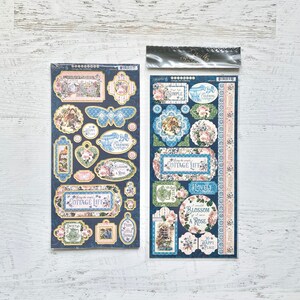 Pegatinas Graphic 45 Cottage Life (o cartón, adornos para álbumes de recortes, miniálbumes, creación de tarjetas, planificadores, manualidades con papel, álbumes de recortes)