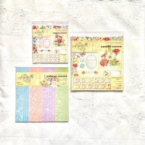 Graphic 45 Flower Market Calendar Collection, 12x12, 8x8, or 12X12 Patterns/Solids, scrapbooking, card making, paper crafting, mixed media
