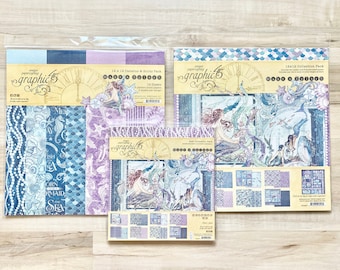 Graphic 45 Make A Splash 12x12 or 8x8 Collection Pk, 12x12 Patterns/Solids Kit, scrapbooking, card making, paper crafting, mermaid, beach