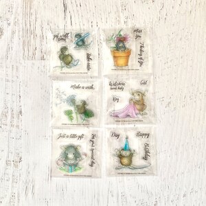 Stampendous juegos de sellos transparentes, House Mouse Minis, estampado, fabricación de tarjetas, elaboración de papel, diario de arte, técnica mixta, mejorar, pedir un deseo