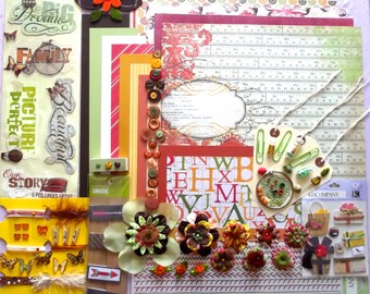 felt My Mind/'s Eye paper Smash over 140 pcs. orange K/&Co stickers yellow green Scrapbooking Kit Thanksgiving Fall brown holiday