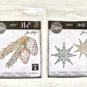 Tim Holtz, Pine Branch or Fanciful Snowflakes, thinlits Sizzix Dies, card making, scrapbooking, mixed media, art journaling, winter, holiday