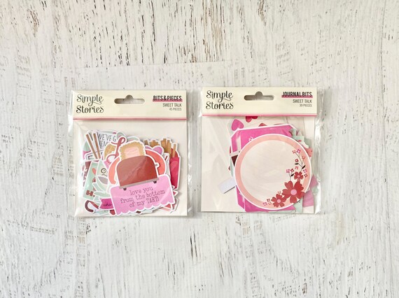 Simple Stories Sweet Talk Bits & Pieces (45 pcs) or Journal Bits (39 pcs), planners, scrapbooking, card making, paper craft, art journaling