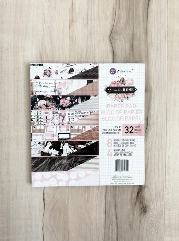 Prima Amelia Rose 8x8 Paper Pad, 32 dbl-sided sheets, cards, paper crafting, journal