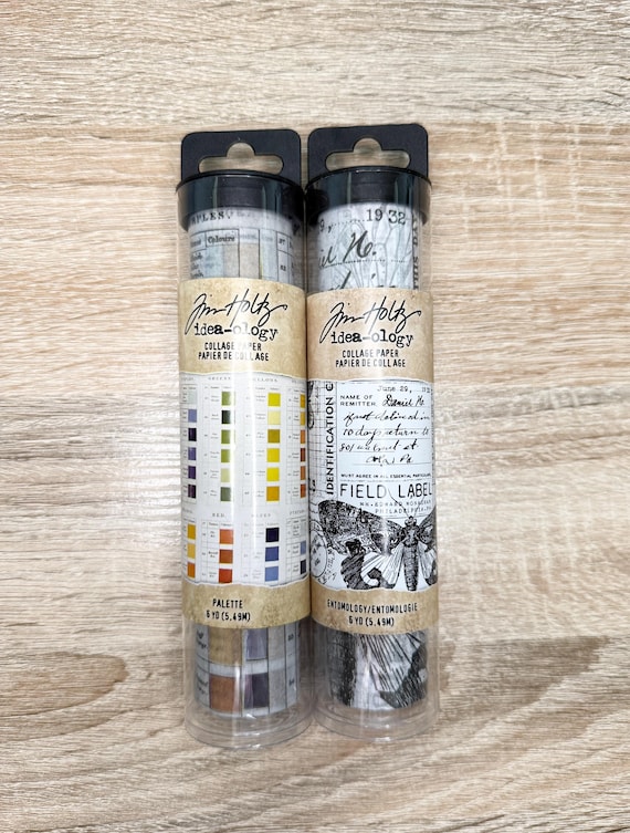 Tim Holtz Ideaology Collage Paper, Palette or Entomology, 6" X 6 yd roll, mixed media, art journal, card making, scrapbook, paper crafting
