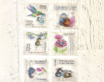 Sets de sellos transparentes Stampendous, House Mouse Everyday Minis, estampado, creación de tarjetas, manualidades en papel, diario artístico, técnicas mixtas, pronta recuperación, amor