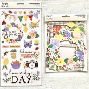 Simple Stories The Little Things Marcos de cartón prensado o pegatinas de cartón prensado, creación de tarjetas, manualidades en papel, estampado, diario artístico, álbum de recortes